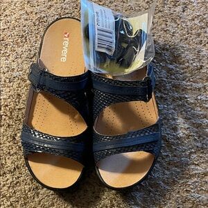 Revere Navy snake sandals new size 8